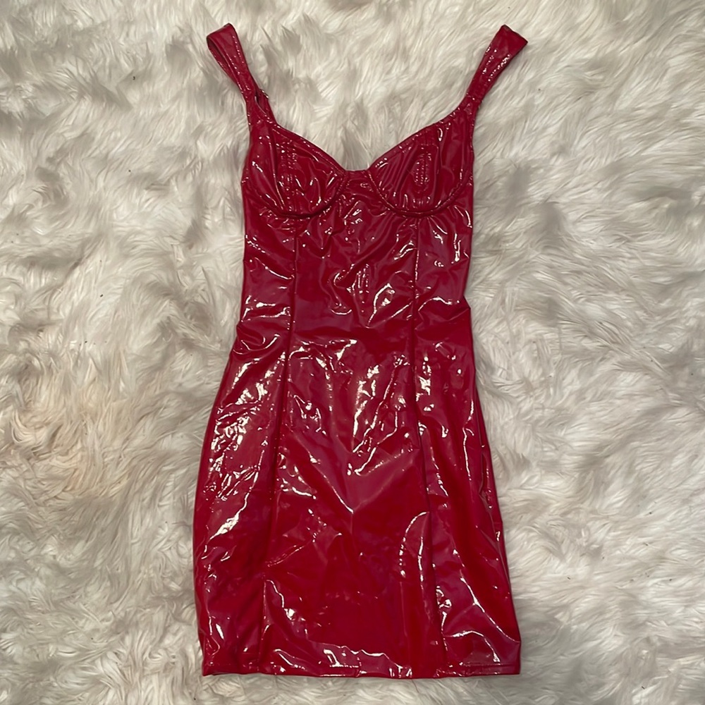 Oh Polly Red Latex Dress